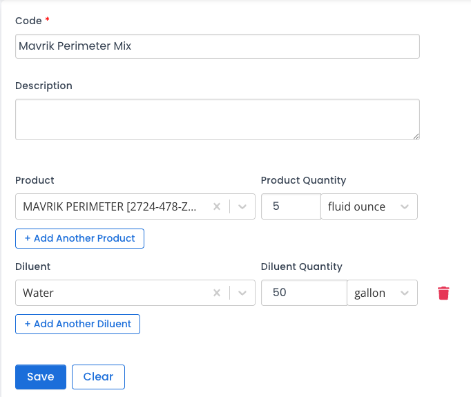 Mix Configuration Form